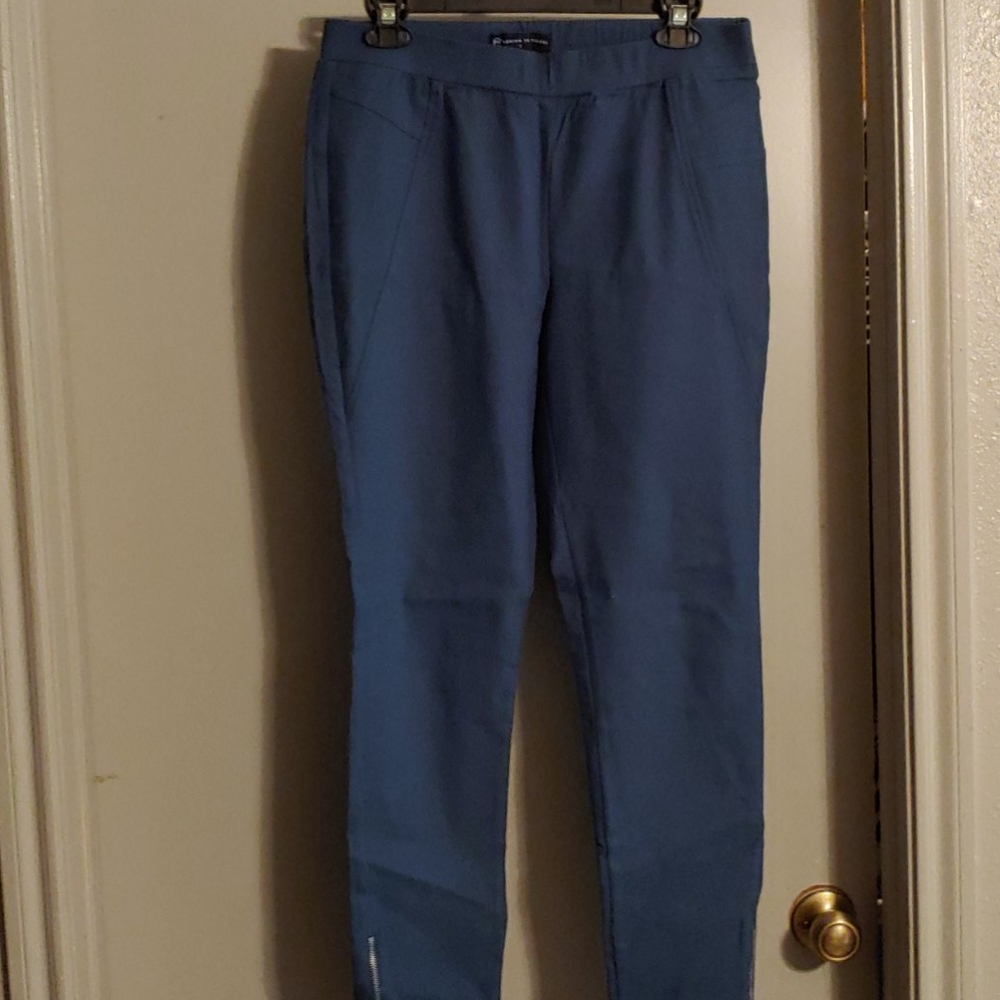 Dark teal zip ankle skinny pants